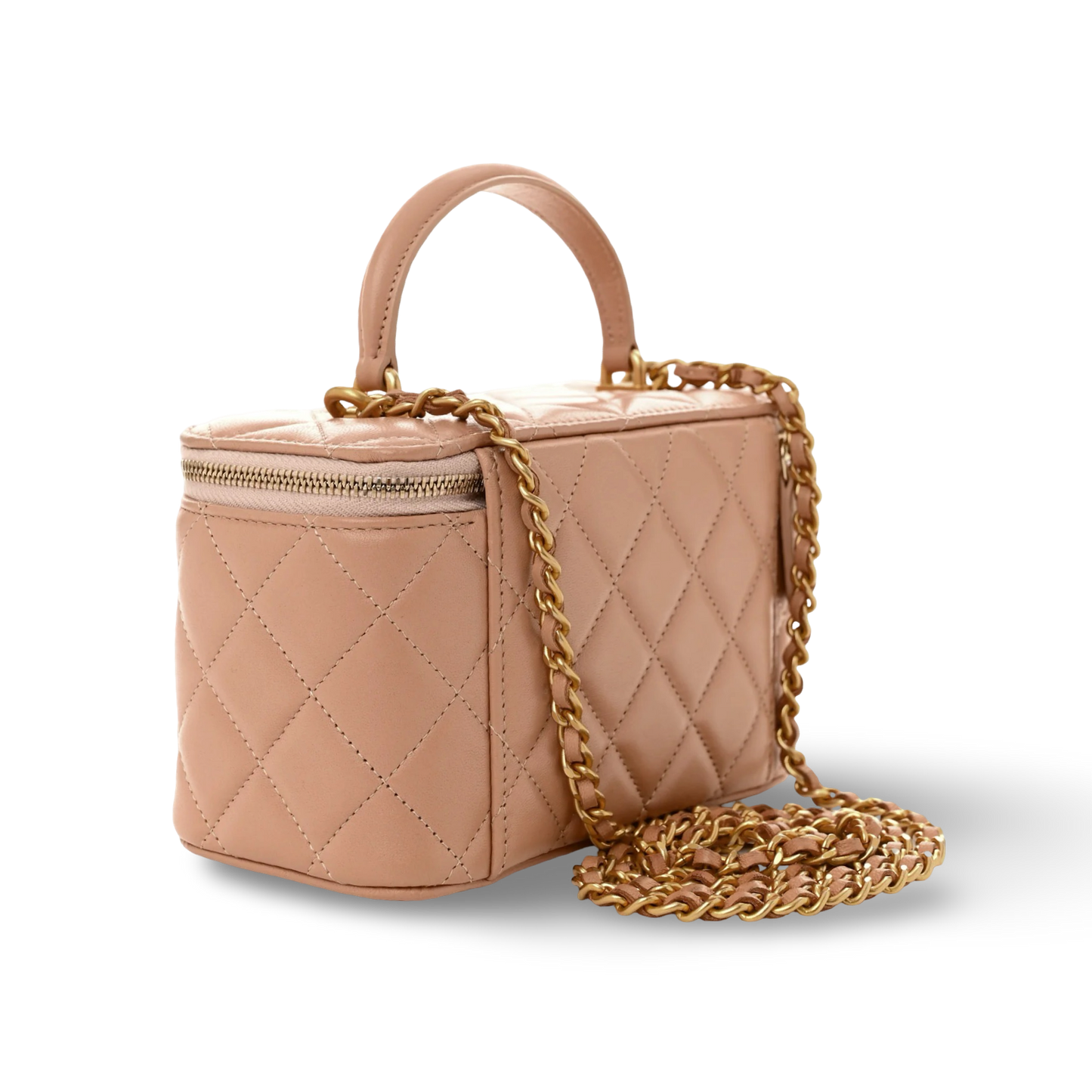 Chanel Quilted Lambskin Small Vanity Case - GHW / Beige