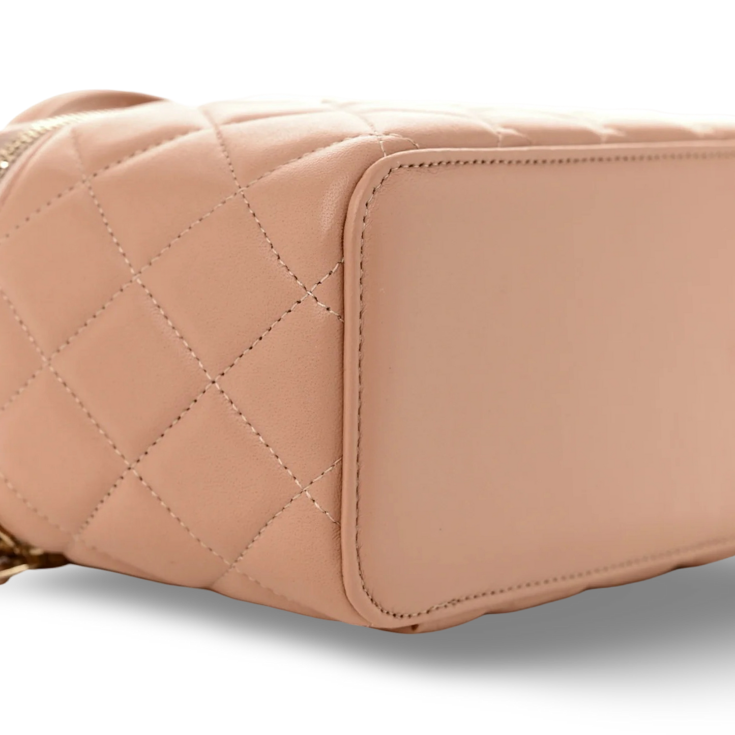 Chanel Quilted Lambskin Small Vanity Case - GHW / Beige