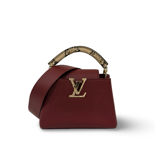 Louis Vuitton Python Mini Capucines Bag - GHW / Burgundy