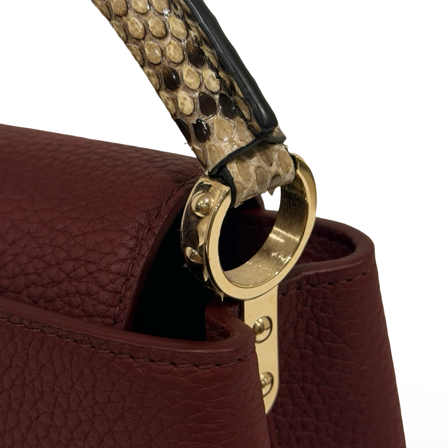 Louis Vuitton Python Mini Capucines Bag - GHW / Burgundy
