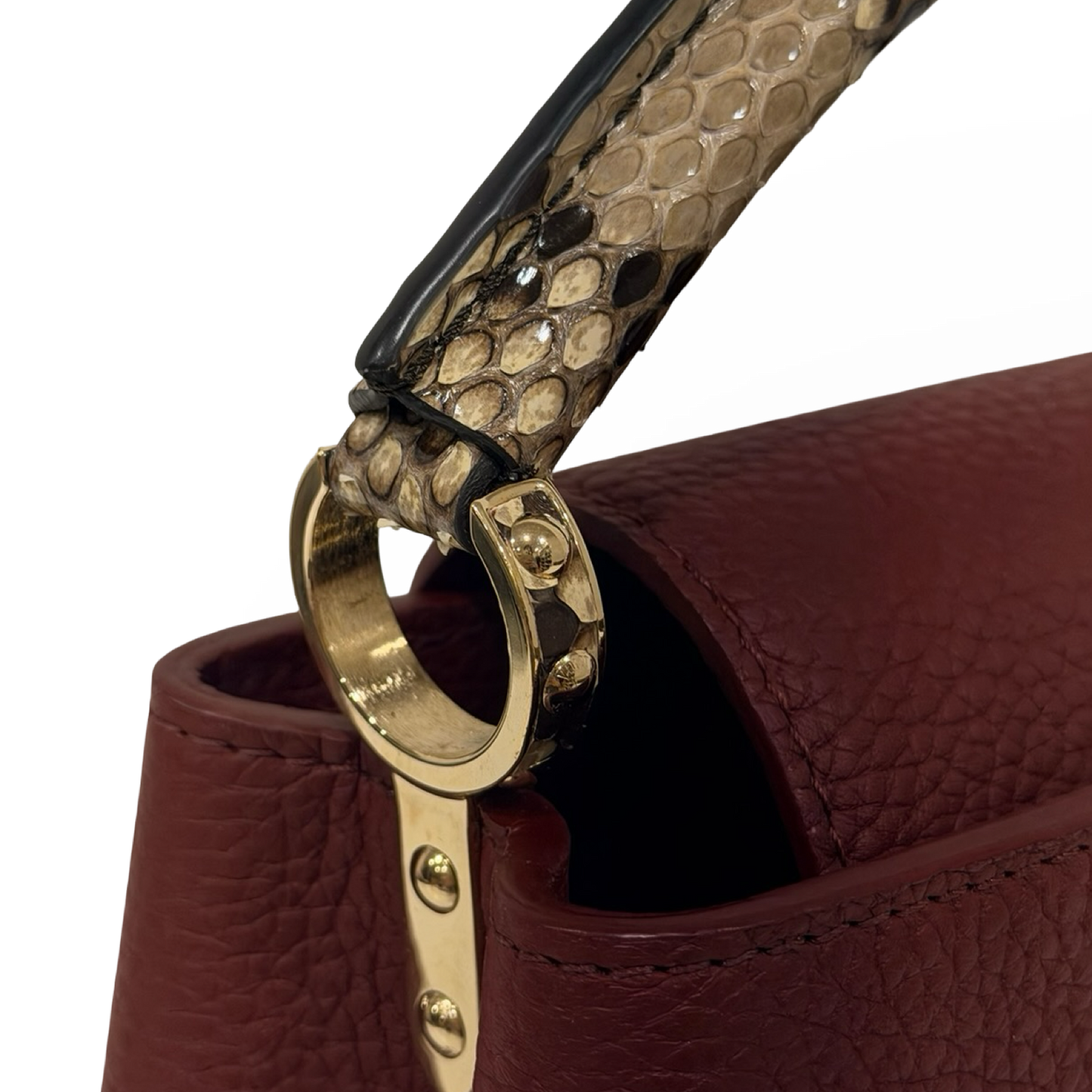 Louis Vuitton Python Mini Capucines Bag - GHW / Burgundy