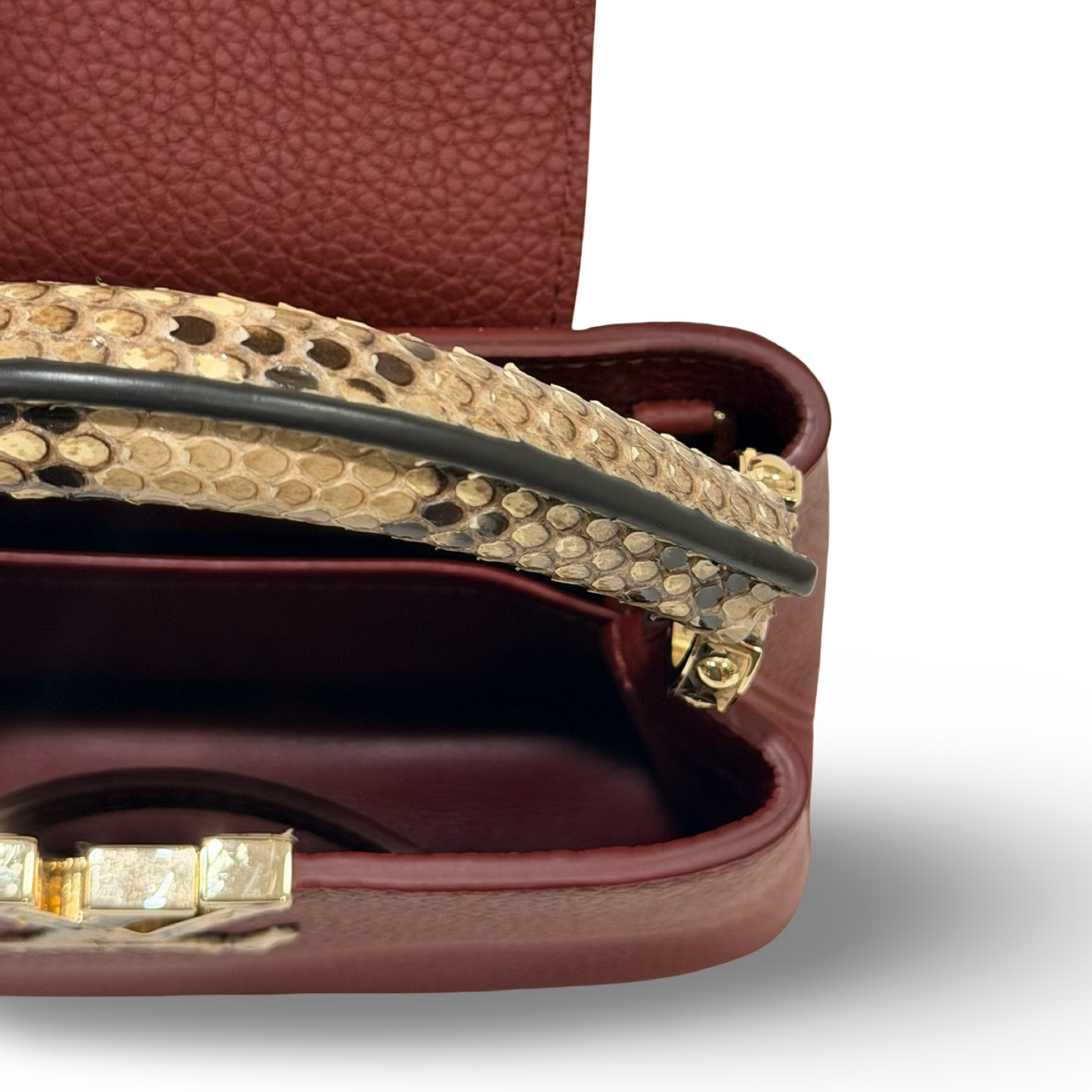 Louis Vuitton Python Mini Capucines Bag - GHW / Burgundy