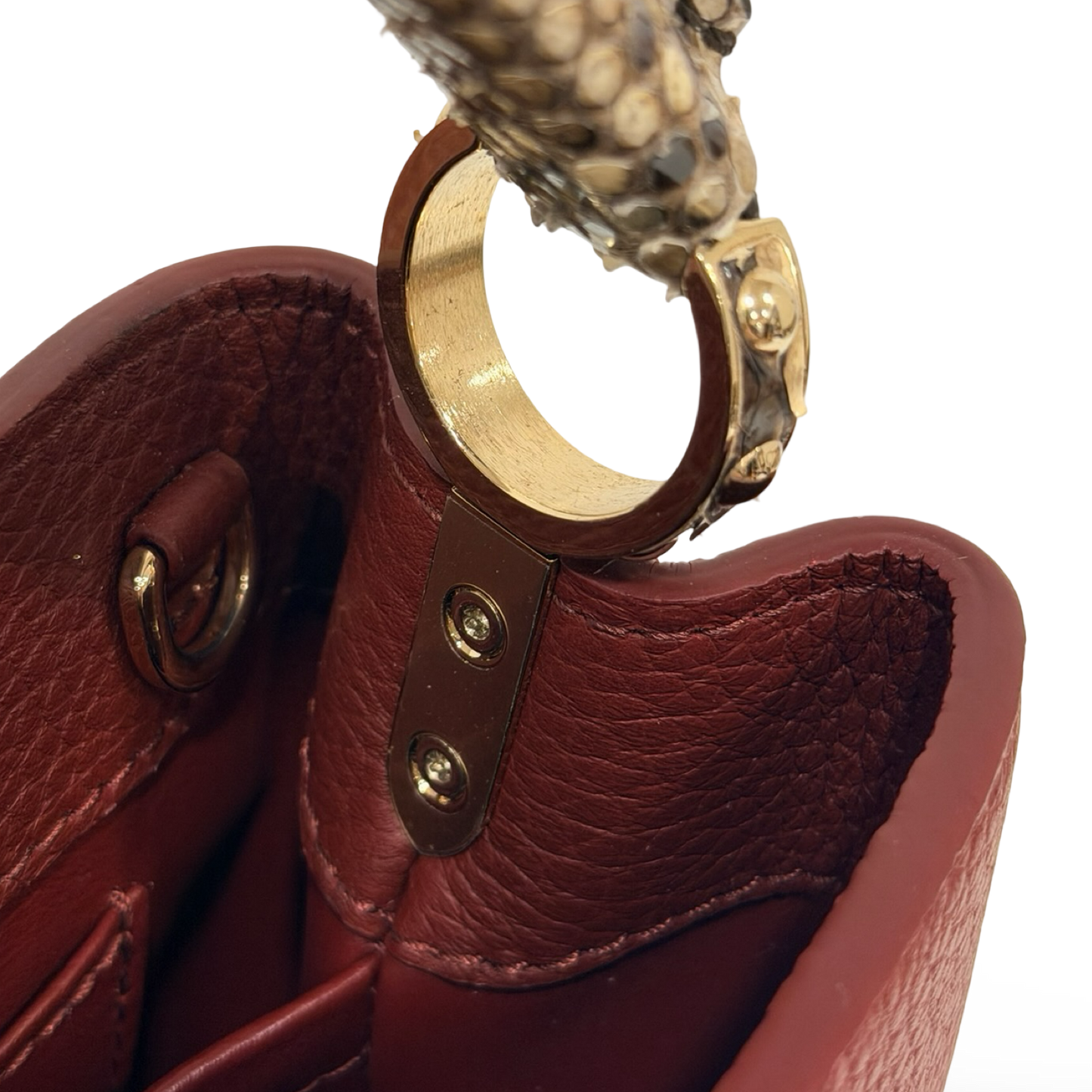 Louis Vuitton Python Mini Capucines Bag - GHW / Burgundy