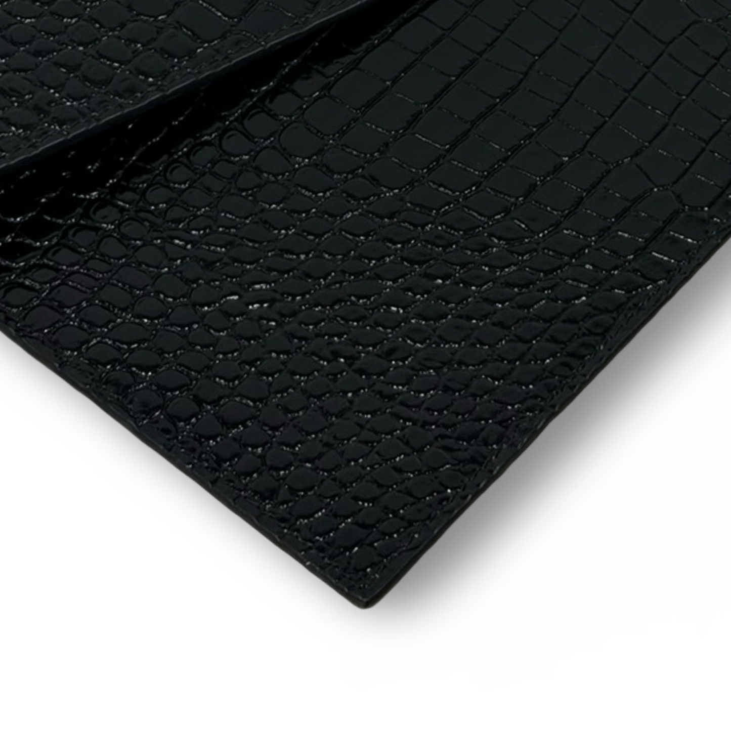 Saint Laurent Crocodile Embossed Shiny Leather Uptown Pouch - GHW / Black