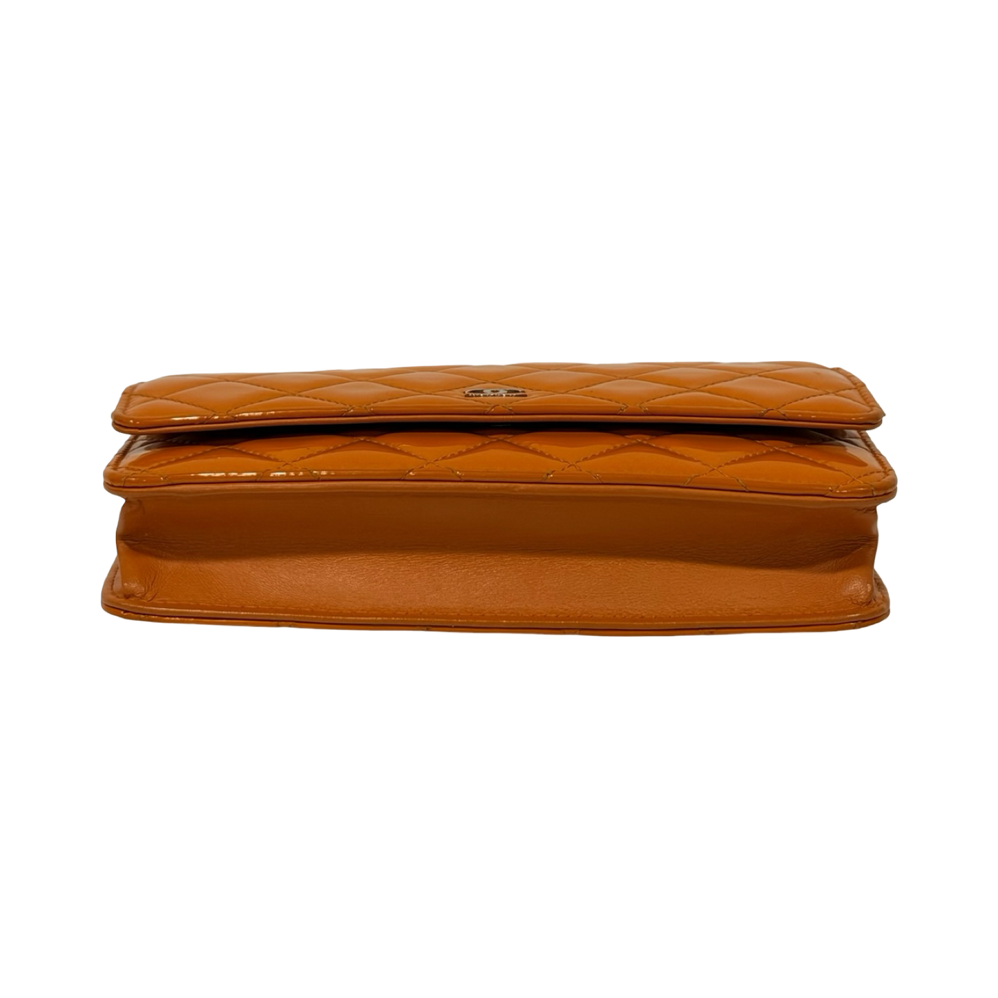 Chanel Quilted Patent Wallet on Chain - SHW / Orange