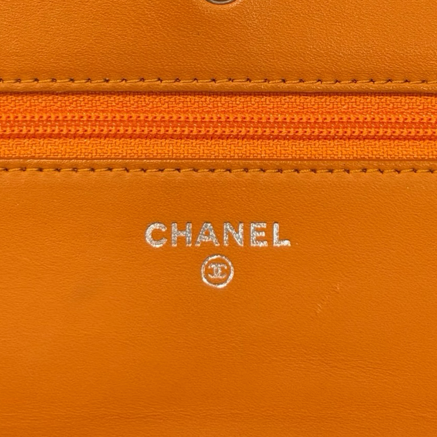 Chanel Quilted Patent Wallet on Chain - SHW / Orange