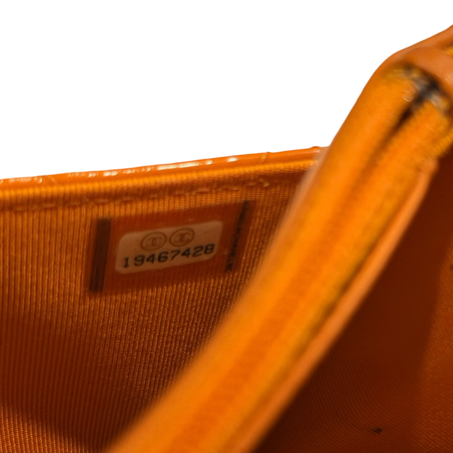 Chanel Quilted Patent Wallet on Chain - SHW / Orange