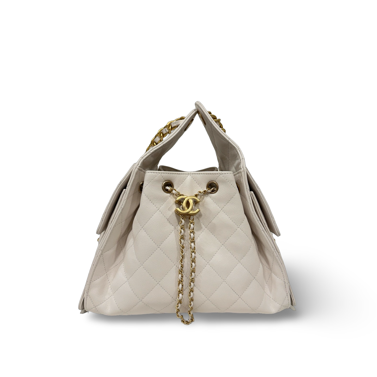 Chanel Quilted Caviar Small 25 Bag - GHW / Cream White