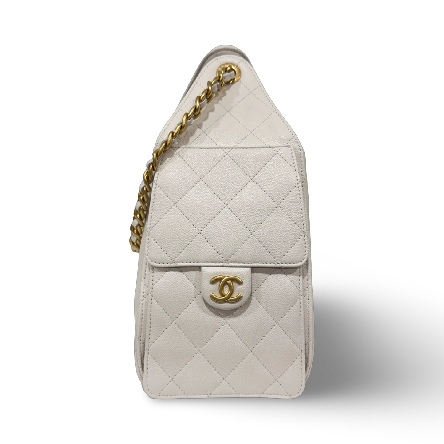 Chanel Quilted Caviar Small 25 Bag - GHW / Cream White