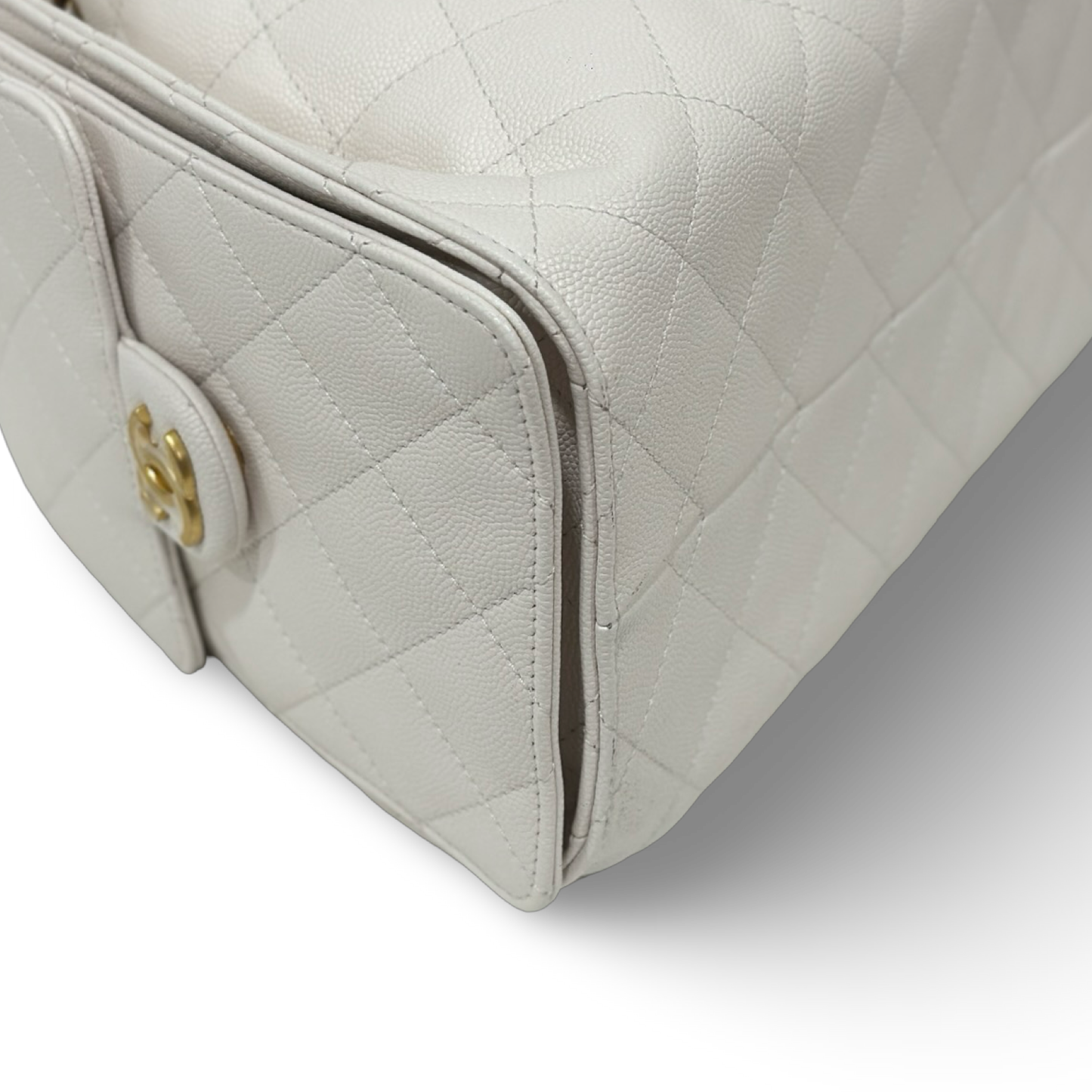 Chanel Quilted Caviar Small 25 Bag - GHW / Cream White
