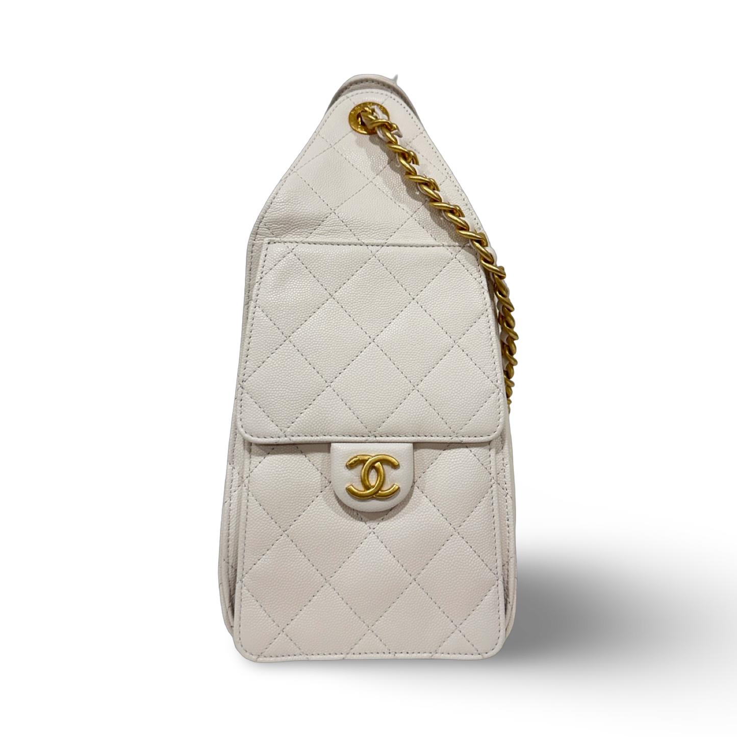 Chanel Quilted Caviar Small 25 Bag - GHW / Cream White