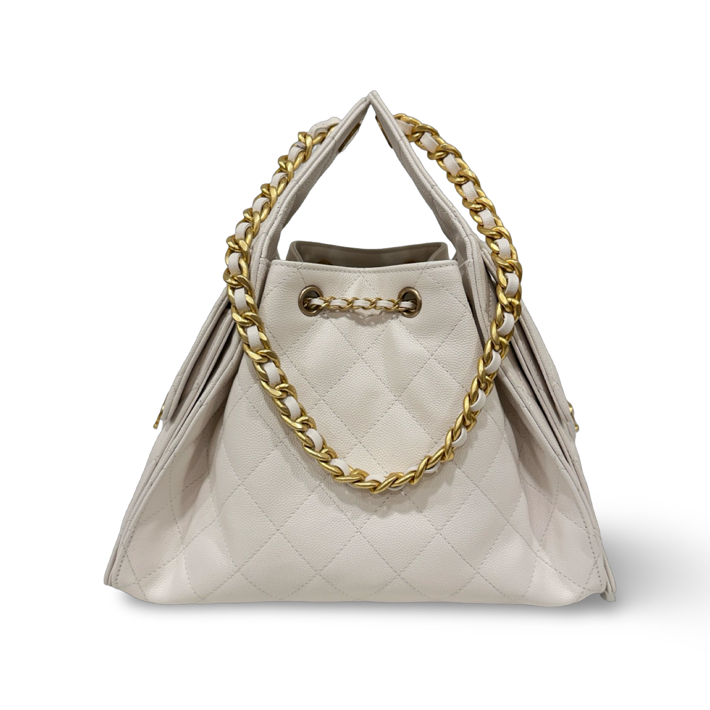 Chanel Quilted Caviar Small 25 Bag - GHW / Cream White