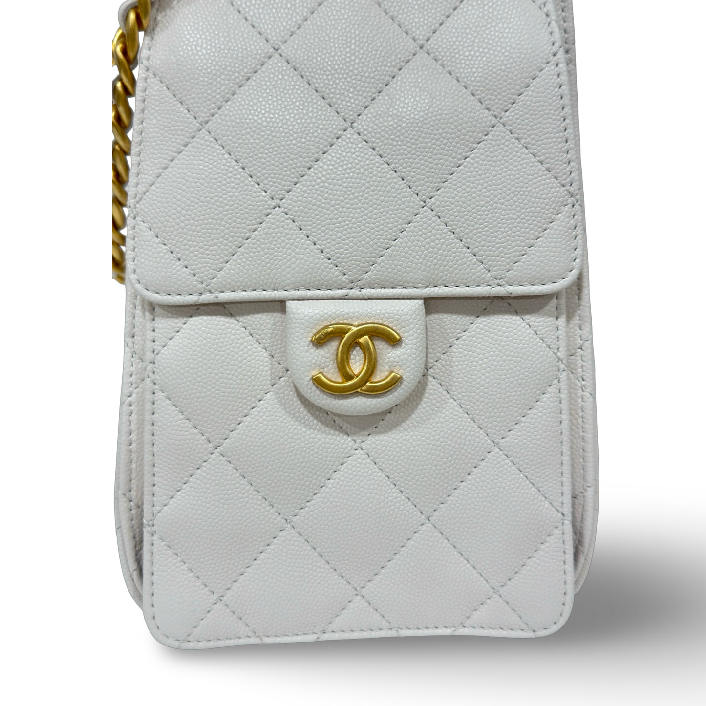 Chanel Quilted Caviar Small 25 Bag - GHW / Cream White