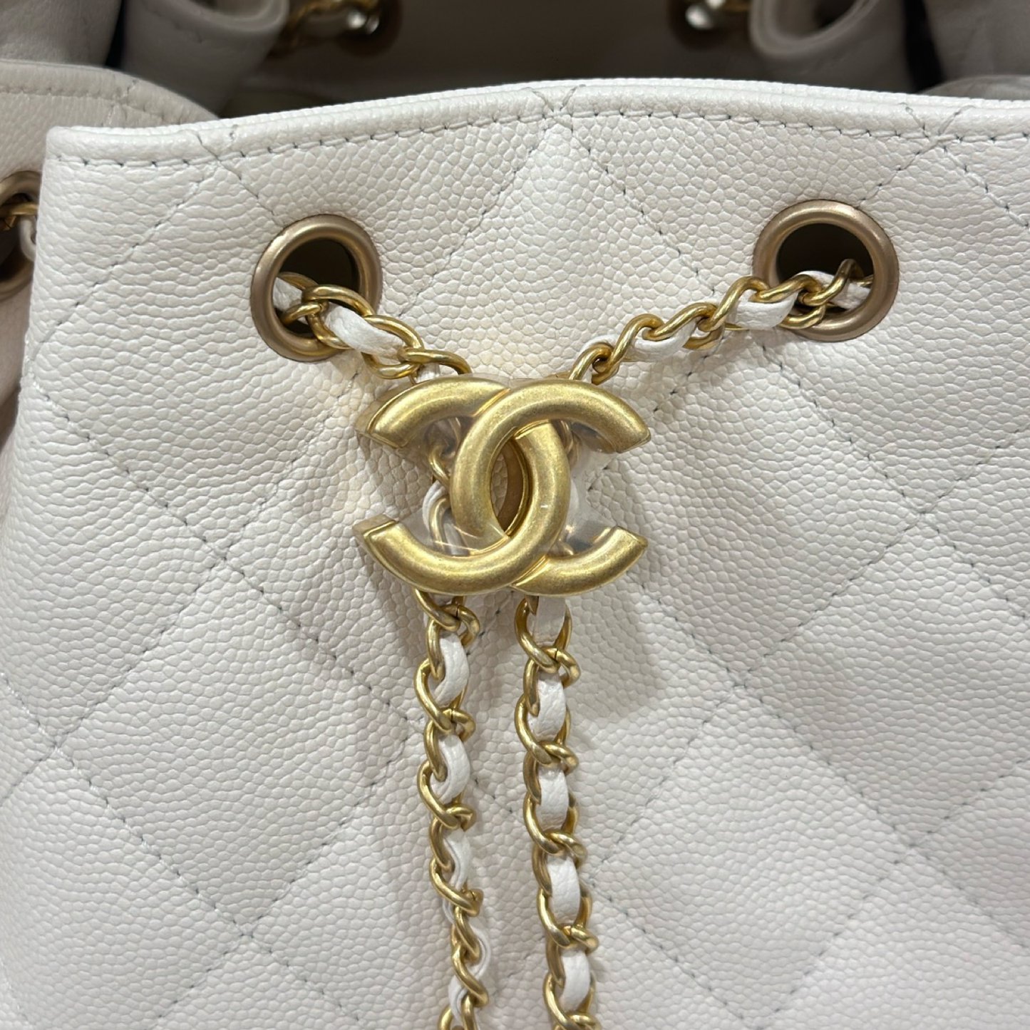 Chanel Quilted Caviar Small 25 Bag - GHW / Cream White