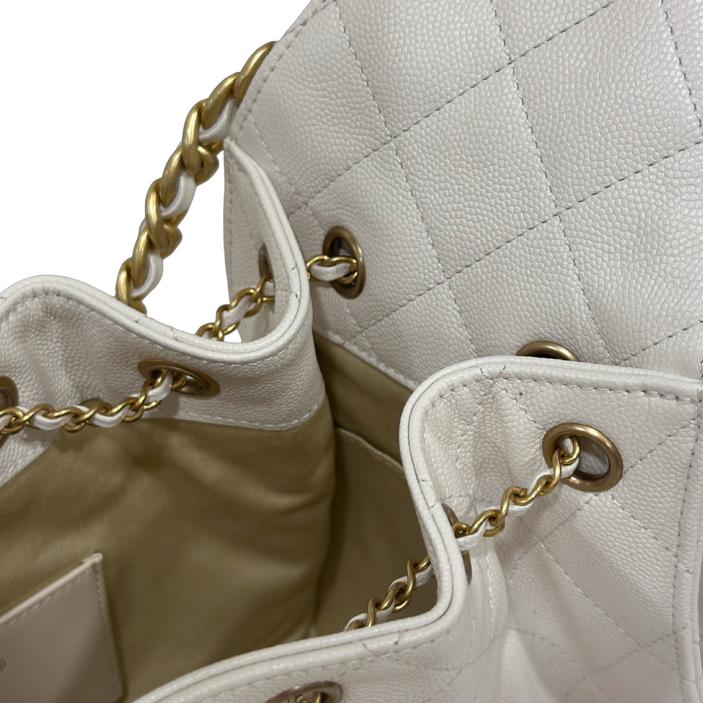 Chanel Quilted Caviar Small 25 Bag - GHW / Cream White