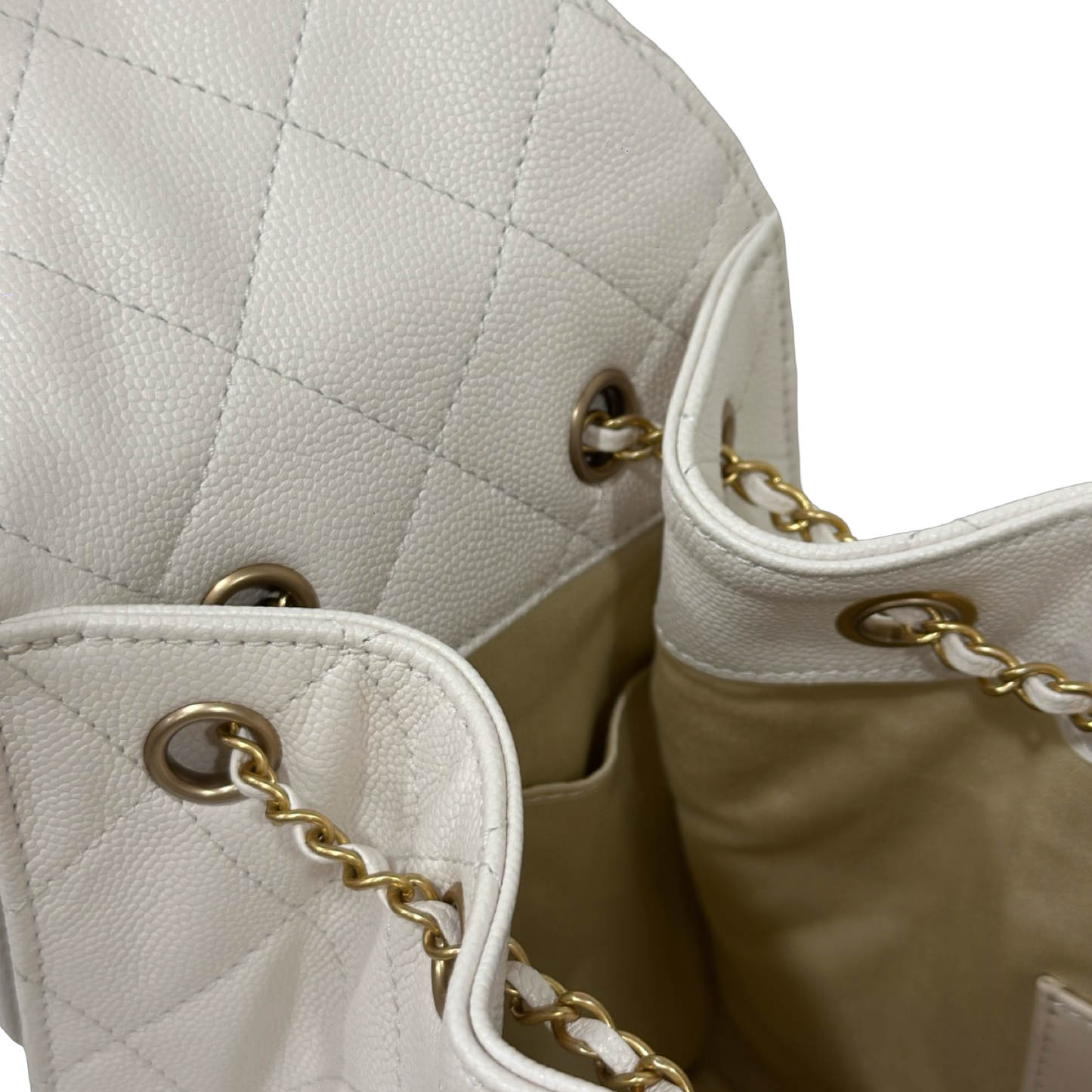 Chanel Quilted Caviar Small 25 Bag - GHW / Cream White