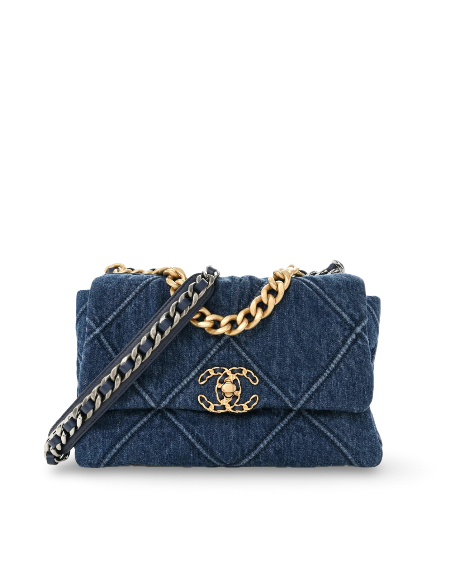 Chanel Quilted Denim Small 19bag - GHW/ Blue