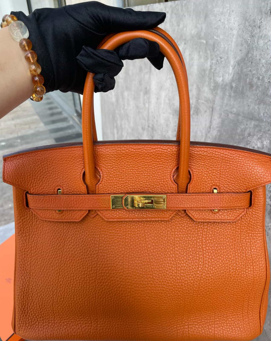Hermes Togo 30 Birkin - GHW / Orange