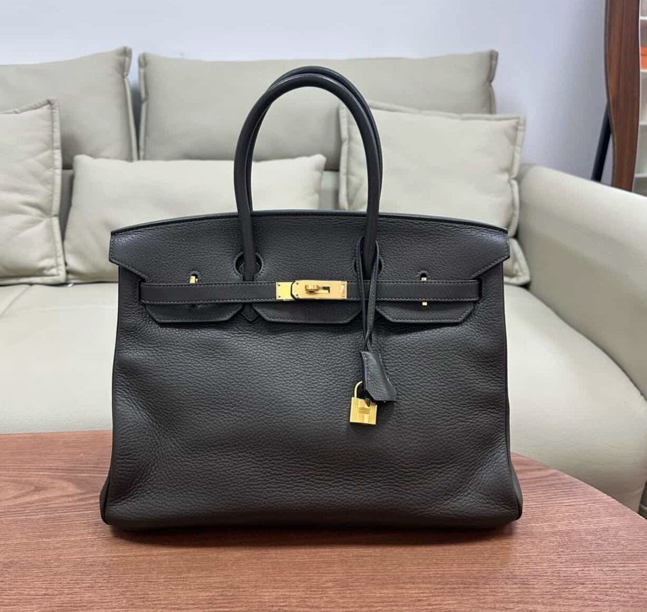Hermes Togo Birkin 35 Bag - GHW / Etain