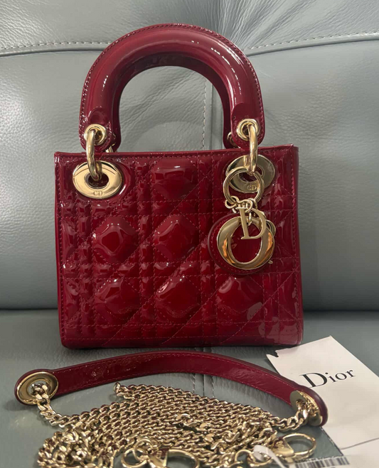 Dior Patent Mini Dior Bag - GHW / Red