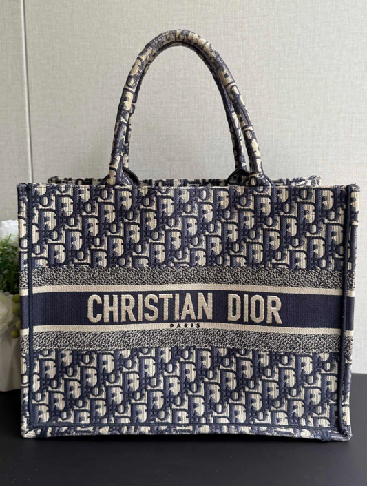 Dior Canvas Medium Book Tote Bag - Blue