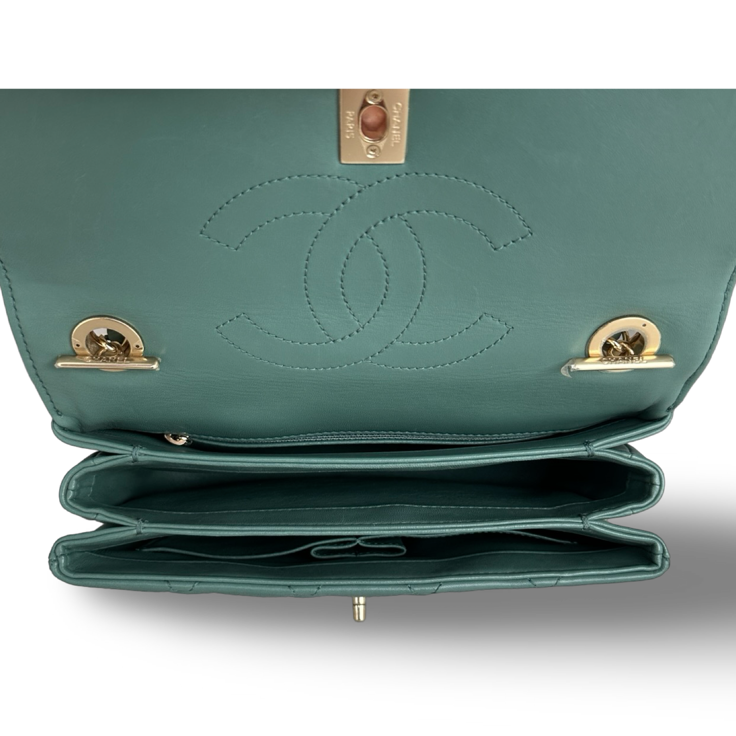 Chanel Classic Lambskin Small Treny CC Flap - GHW / Lake Blue