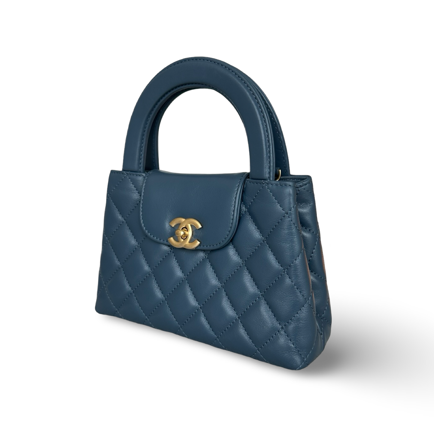 Chanel Shiny Lambskin Small Kelly Bag - GHW / Ash Blue