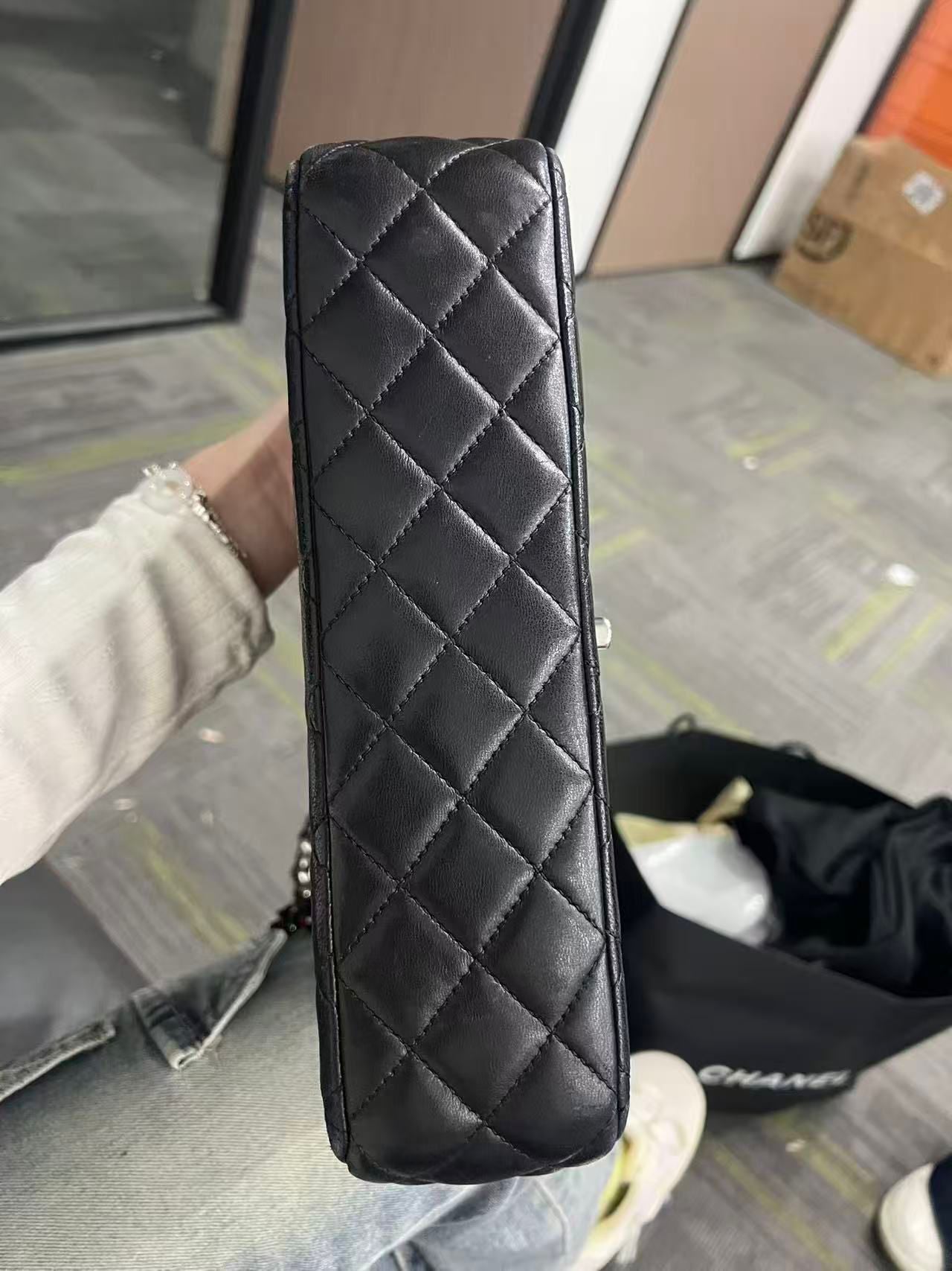 Chanel Quilted Lambskin Ladybug Mini Rectangular Single Flap Bag - SHW / Black