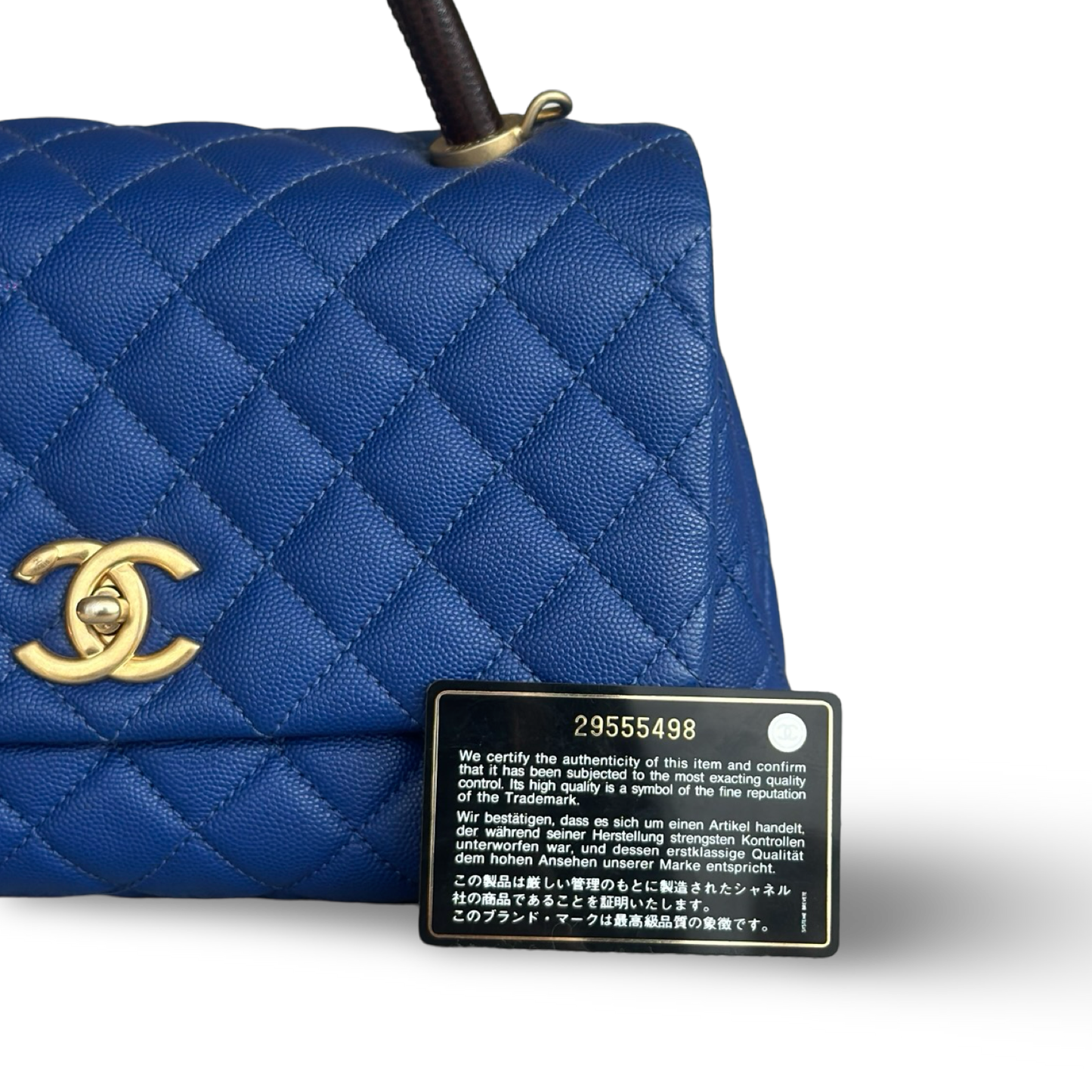 Chanel Classic Caviar Medium Coco Handle - GHW / Royal Blue