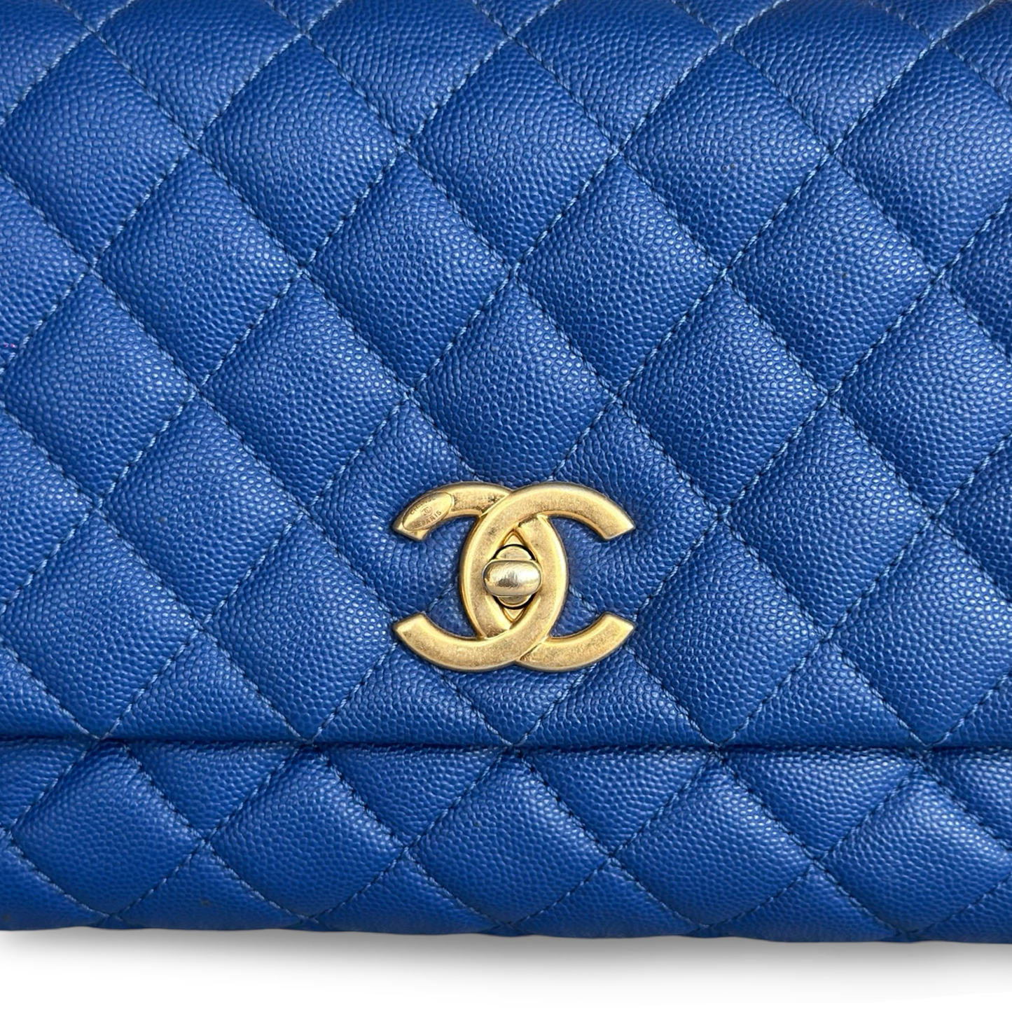 Chanel Classic Caviar Medium Coco Handle - GHW / Royal Blue