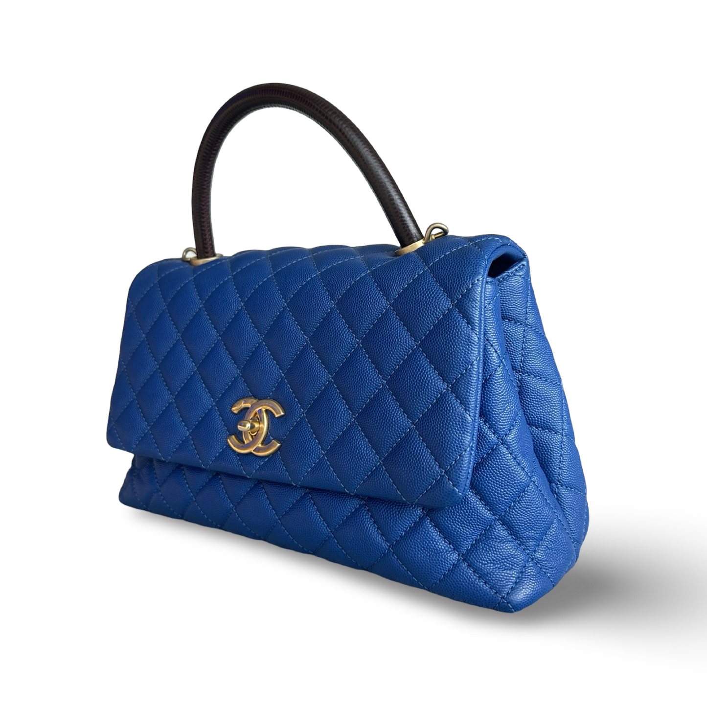 Chanel Classic Caviar Medium Coco Handle - GHW / Royal Blue
