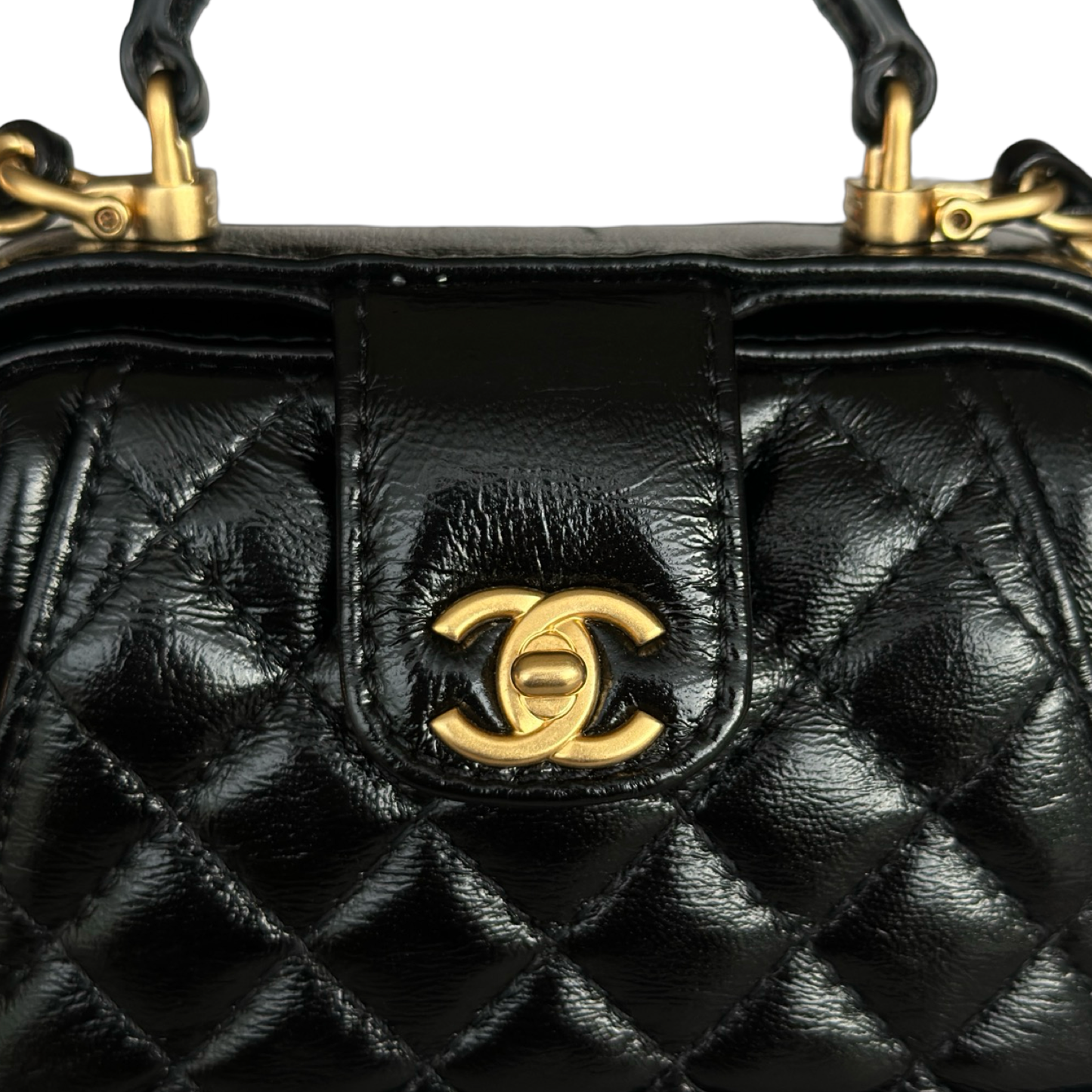 Chanel Mini 經典亮面小羊皮醫生包 - 黑色 / 金釦