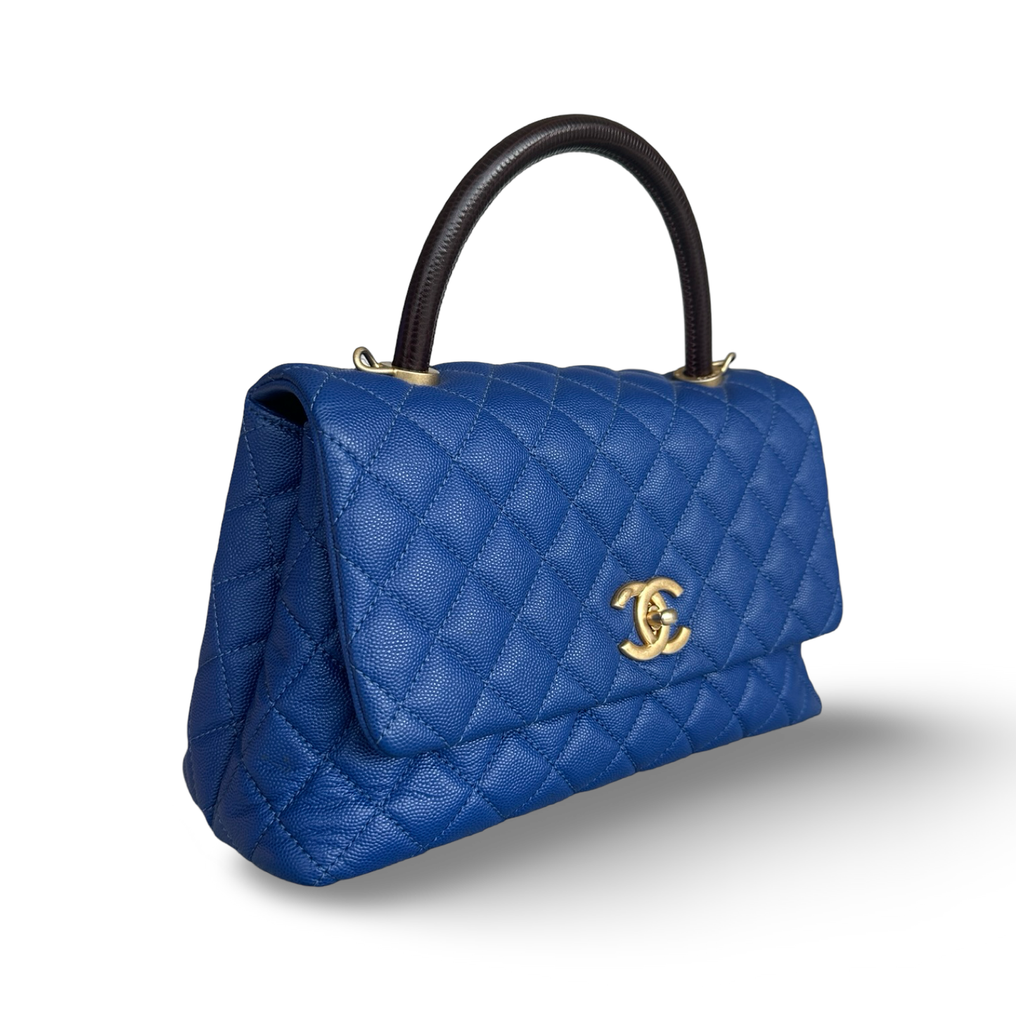 Chanel Classic Caviar Medium Coco Handle - GHW / Royal Blue
