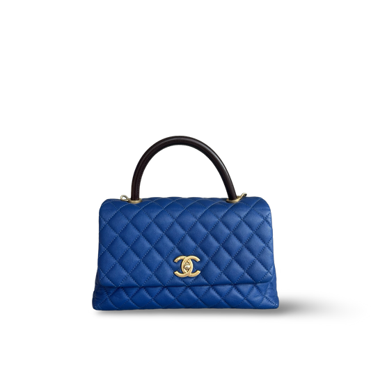 Chanel Classic Caviar Medium Coco Handle - GHW / Royal Blue