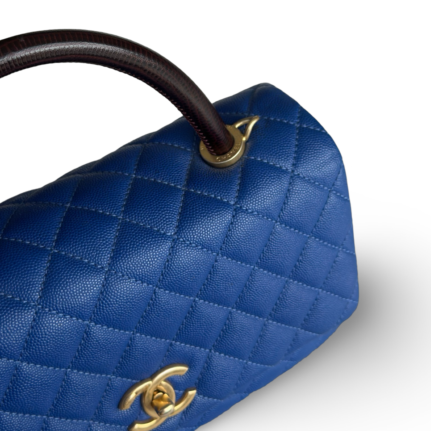 Chanel Classic Caviar Medium Coco Handle - GHW / Royal Blue