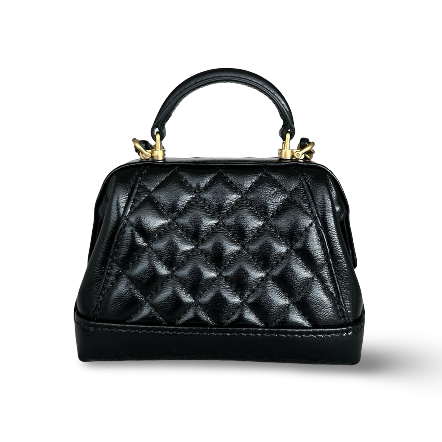 Chanel Mini 經典亮面小羊皮醫生包 - 黑色 / 金釦