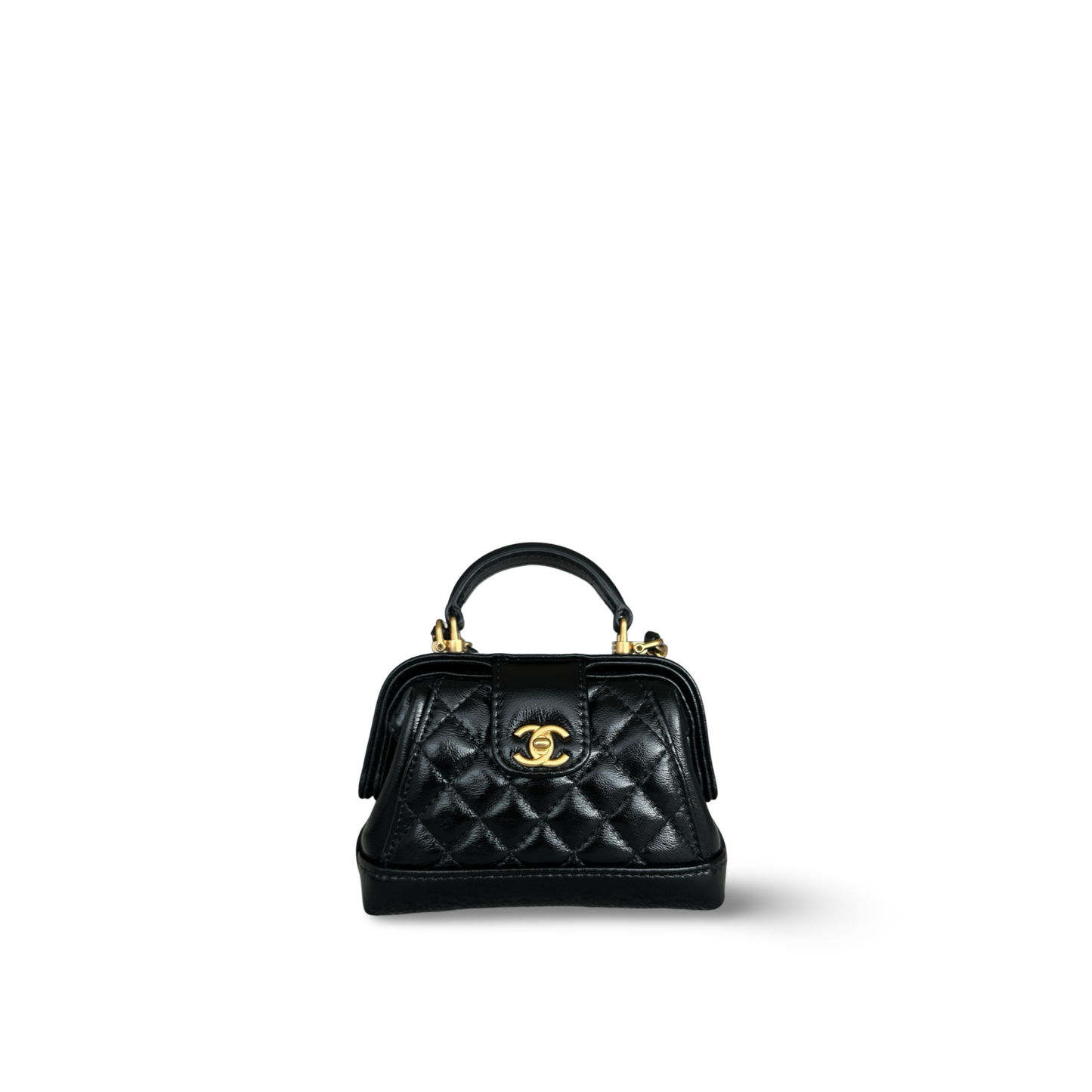 Chanel Mini 經典亮面小羊皮醫生包 - 黑色 / 金釦
