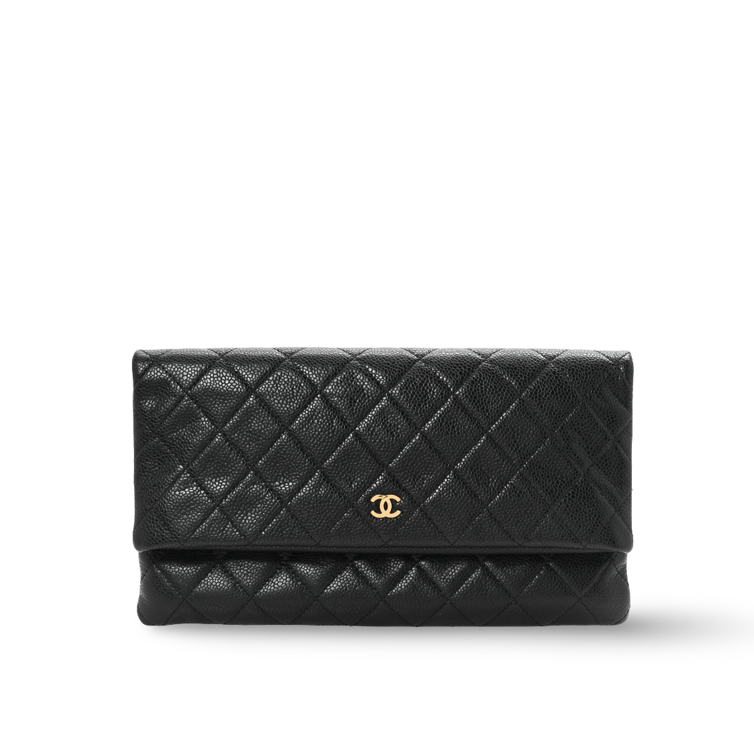 Chanel Quilted Caviar CC Beauty Clutch - GHW / Black