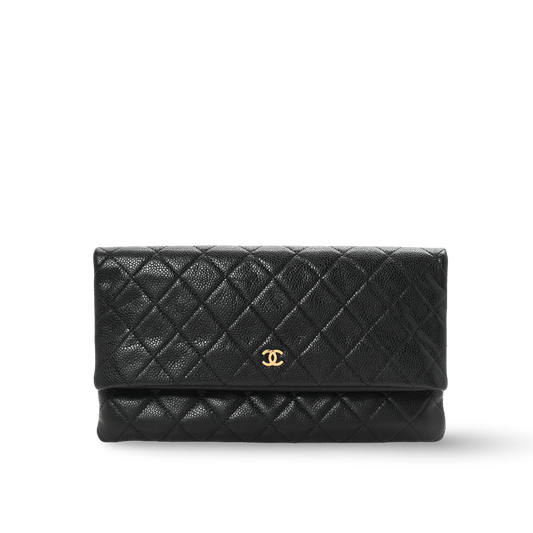 Chanel Quilted Caviar CC Beauty Clutch - GHW / Black