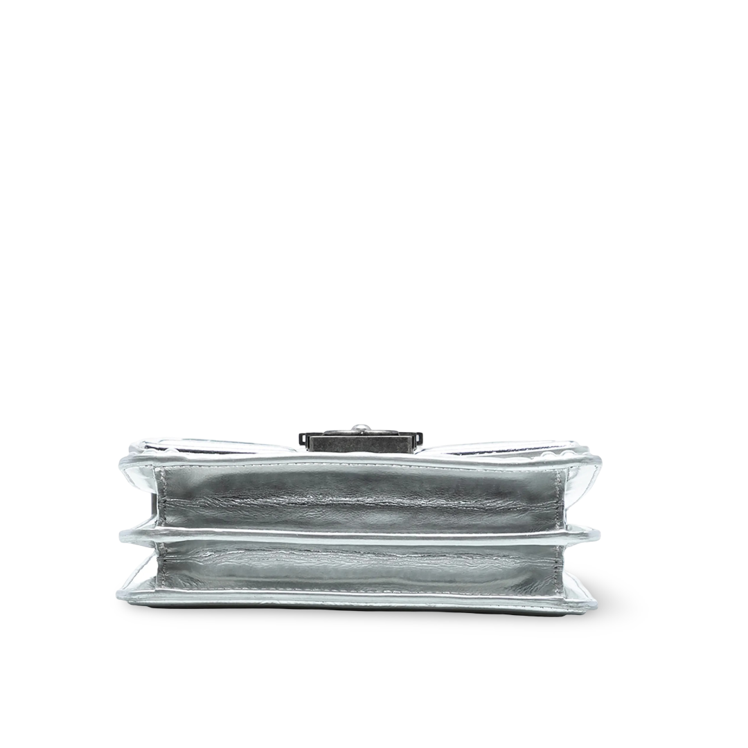 Chanel Quilted Patent South North Boy - GHW / Sliver