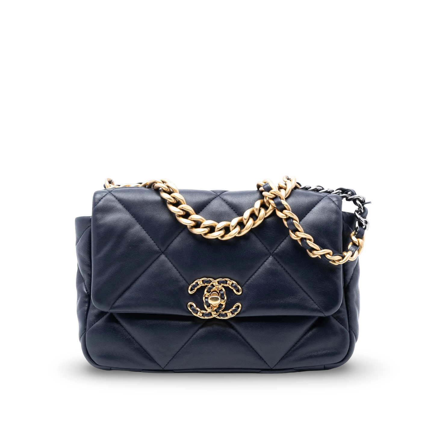 Chanel Quilted Calfskin Medium 19 Bag - GHW / Navy
