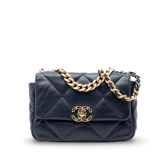 Chanel Quilted Calfskin Medium 19 Bag - GHW / Navy