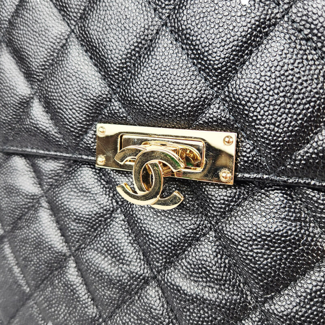 Chanel Quilted Caviar CC Flap Clutch - GHW / Black