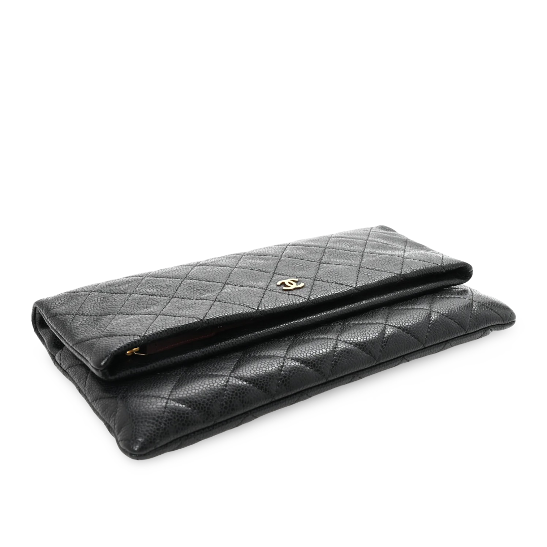 Chanel Quilted Caviar CC Beauty Clutch - GHW / Black