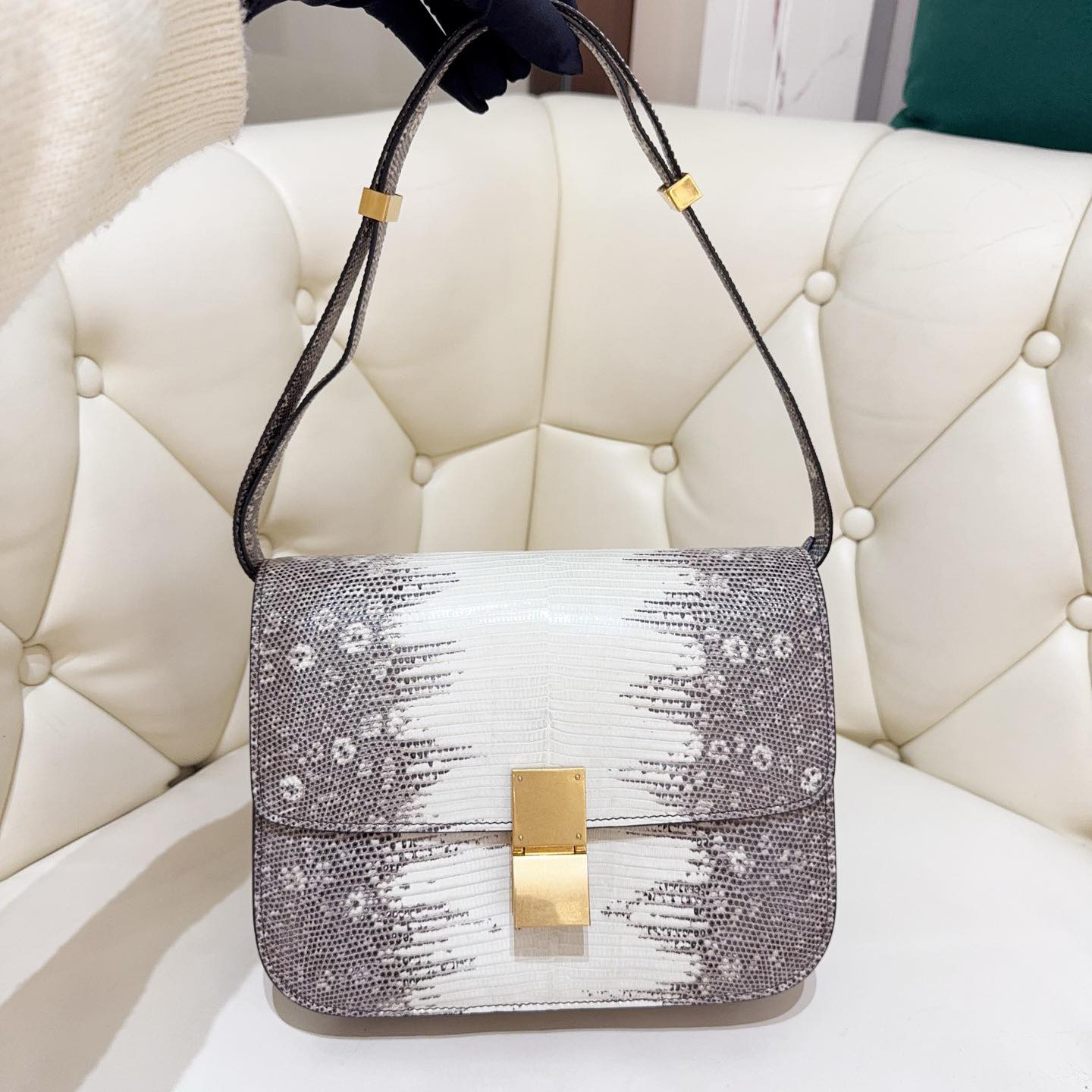 Celine Lizard Classic Box - GHW / White