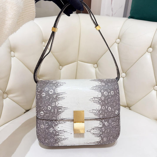 Celine Lizard Classic Box - GHW / White
