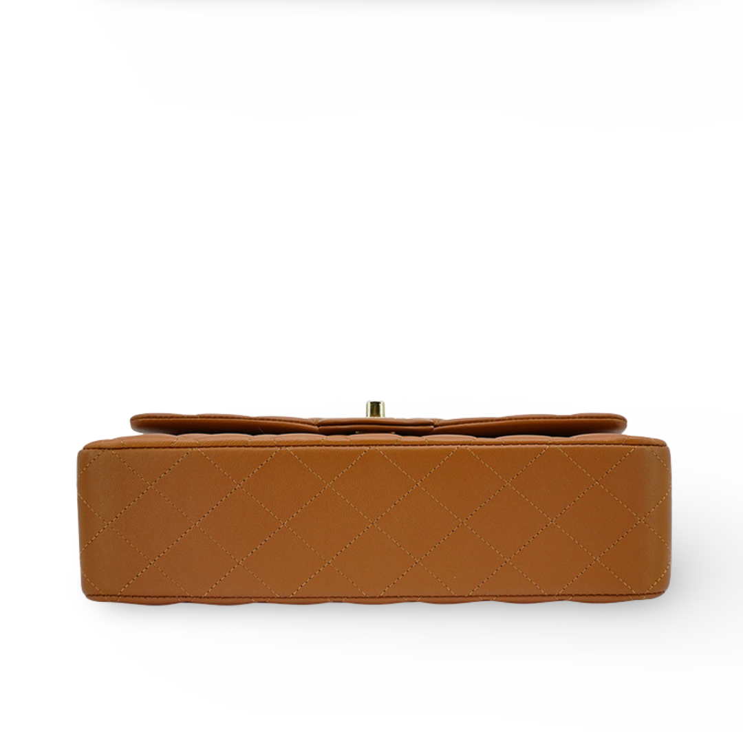 Chanel Quilted Lambskin Medium Double Flap - GHW/ Caramel