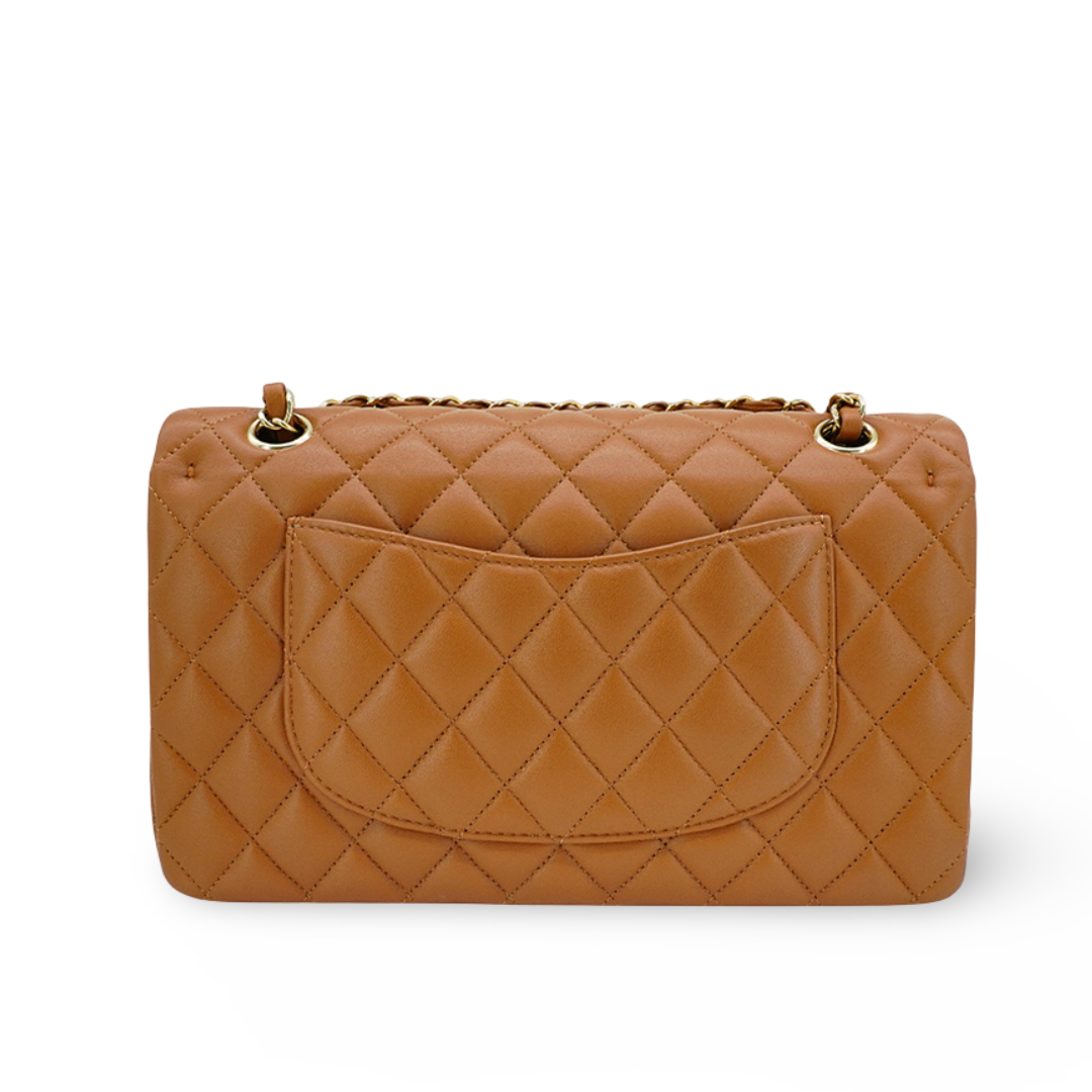Chanel Quilted Lambskin Medium Double Flap - GHW/ Caramel