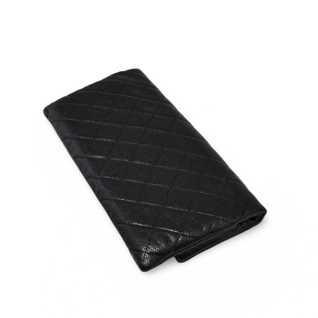 Chanel Quilted Caviar CC Beauty Clutch - GHW / Black