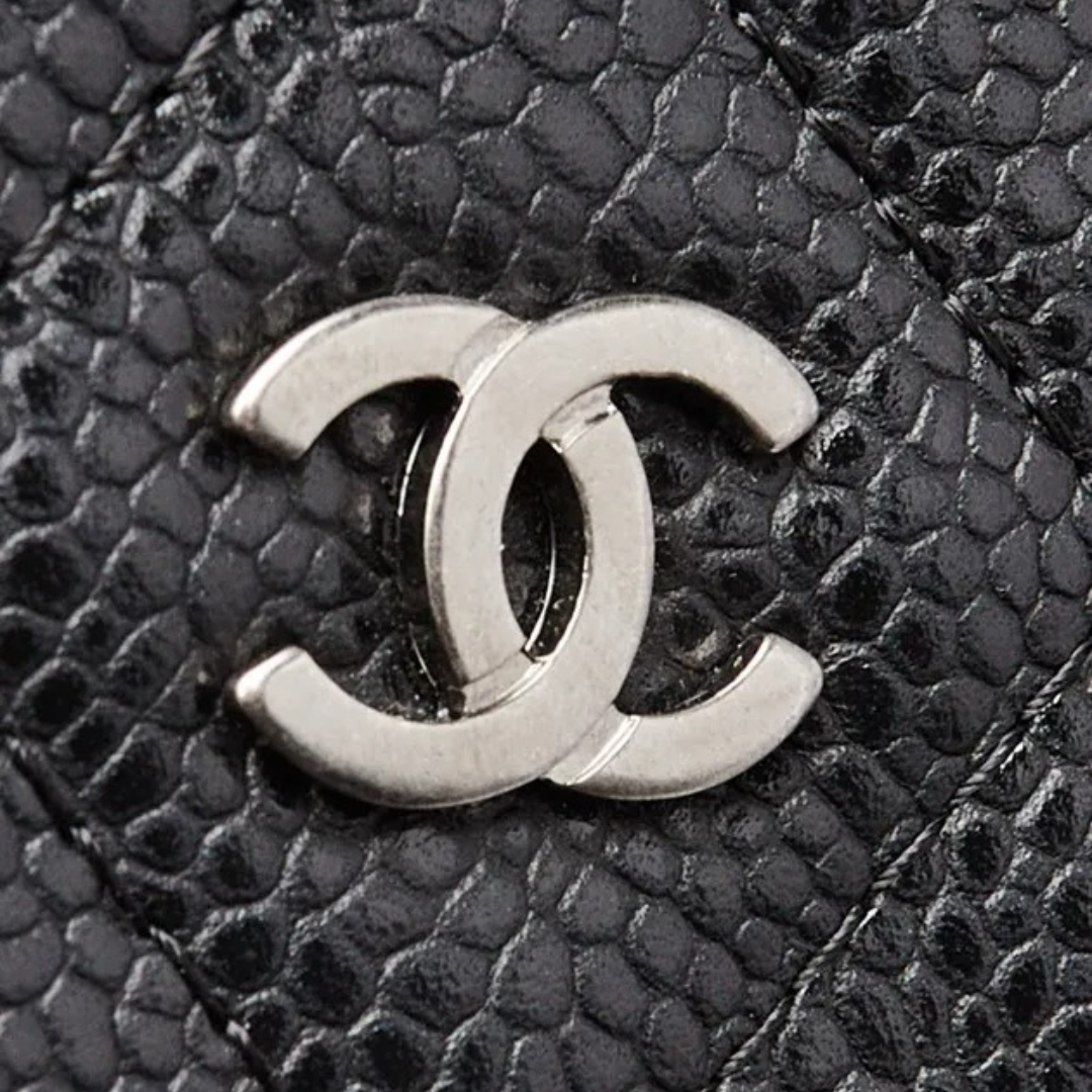 Chanel Quilted Caviar CC Beauty Clutch - GHW / Black
